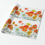 Oranje Rode Poppy Flower Pattern Waterverf bruilof Cadeaupapier<br><div class="desc">Rode Poppy Waterverf Bloempatroon Papier Party Bord. Ontworpen uit mijn originele aquarellen.</div>
