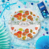 Oranje Rode Poppy Flower Pattern Waterverf bruilof Papieren Bordje (Feest)