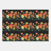 Oranje Rode Poppy Flower Pattern Waterverf Inpakpapier Vel (Voorkant 2)