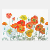 Oranje Rode Poppy Flower Pattern Waterverf Inpakpapier Vel (Voorkant)