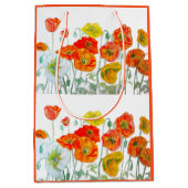 Oranje Rode Poppy Flower Pattern Waterverf Medium Cadeauzakje (Voorkant)