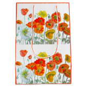 Oranje Rode Poppy Flower Pattern Waterverf Medium Cadeauzakje (Achterkant)
