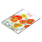 Oranje Rode Poppy Flower Pattern Waterverf Notitieboek (Linkerzijde)