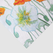 Oranje Rode Poppy Flower Pattern Waterverf Tissuepapier (Detail)