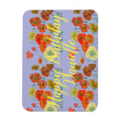 Oranje Rode Poppy Paarse Happy Birthday Dames Magneet (Verticaal)