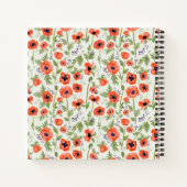 Oranje Rode Poppy Waterverf Flowers Notitieboek (Achterkant)
