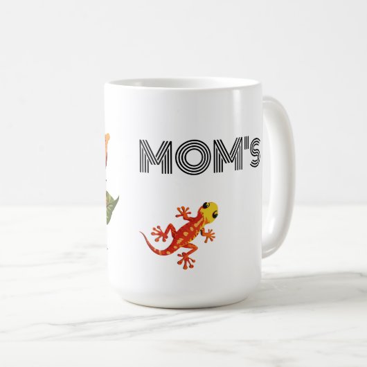 Oranje rode roos met kameleon koffiemok (Voorkant rechts)