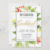 ORANJE RODE ROOS WATERVERF FLORALE COCKTAILPARTY KAART (Voorkant)