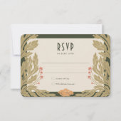 Oranje rode RSVP-kaart  Art Nouveau Kaart (Voorkant)