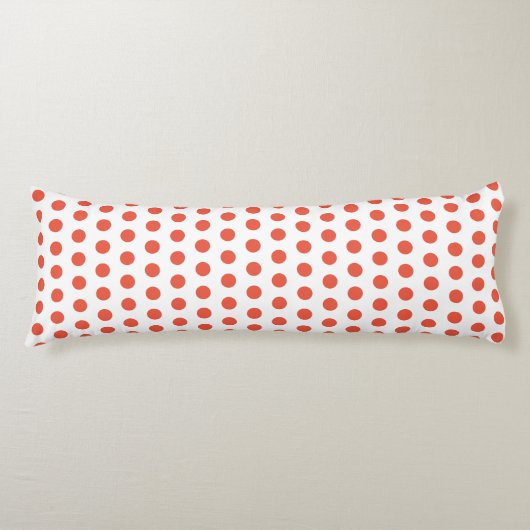 Oranje Rode Stippen Witte Aangepaste Kleuren Cute Lichaamskussen (Voorkant)