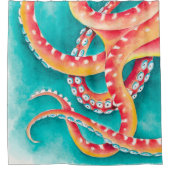 Oranje rode tentakels douchegordijn (Voorkant)