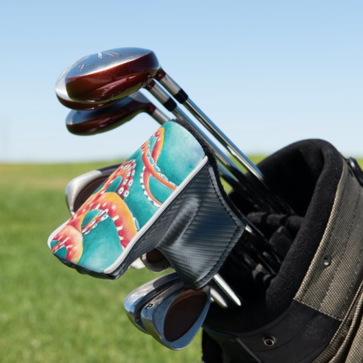 Oranje rode tentakels golfheadcover (Insitu)