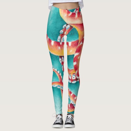 Oranje rode tentakels leggings (Voorkant)