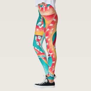 Oranje rode tentakels leggings