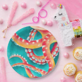 Oranje rode tentakels papieren bordje (Feest)