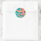 Oranje rode tentakels ronde sticker (Tas)