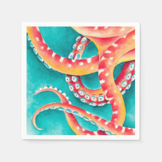 Oranje rode tentakels servet