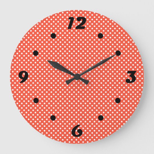 Oranje, rode, terracotta polka stip grote klok (Voorkant)