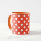 Oranje, rode, terracotta polka stip mok (Voorkant links)