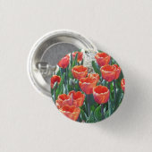 Oranje-Rode Tulpen Ronde Button 3,2 Cm (Voorkant /achterkant)