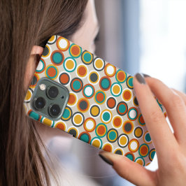 Oranje rode turquoise funky cirkels midden eeuw Case-Mate iPhone 14 hoesje