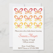 Oranje Rode Vlinder Babyshower uitnodiging (Voorkant)