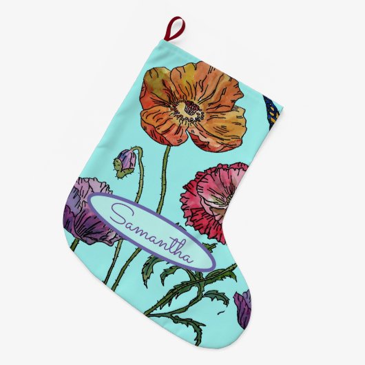 Oranje rode waterpijp papaver grote kerstsok (Voorkant (Hangend))