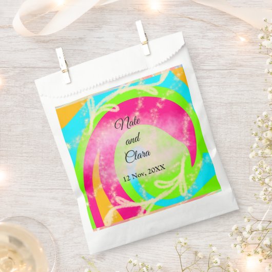 Oranje rode waterverf handbeschilderd trouwgebruik bedankzakje (Geknipt)