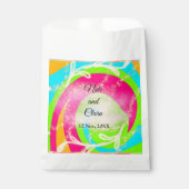 Oranje rode waterverf handbeschilderd trouwgebruik bedankzakje (Voorkant)