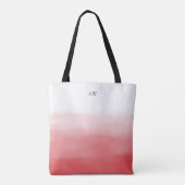 Oranje Rode Waterverf Ombre Modern Monogram Tote Bag (Achterkant)