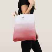 Oranje Rode Waterverf Ombre Modern Monogram Tote Bag (Dichtbij)
