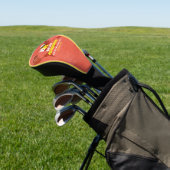 Oranje rode wereldkaart golfer golf headcover (Insitu)