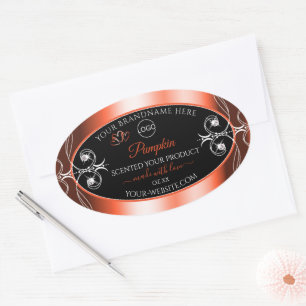 Oranje rode zwarte-productlabels Ornamenten Logo t Ovale Sticker