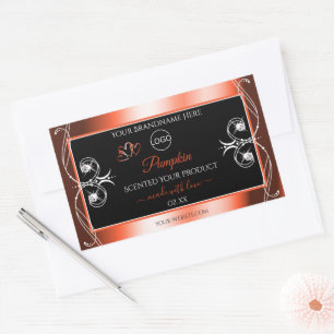 Oranje rode zwarte-productlabels Ornamenten Logo t Rechthoekige Sticker