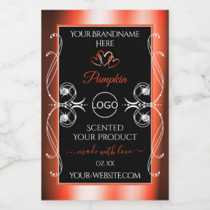 Oranje rode zwarte-productlabels Ornamenten Logo t Voedselcontainer Etiket