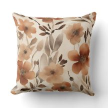 Oranje Roest Bruin Beige Waterverf Bloemen