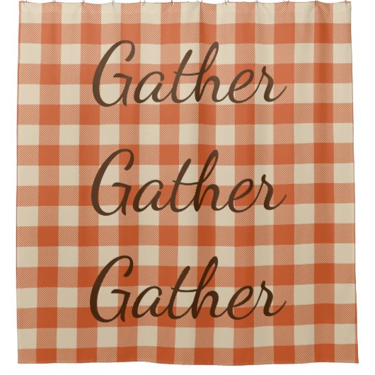 Oranje roest en Crème Buffalo Plaid Douchegordijn (Voorkant)