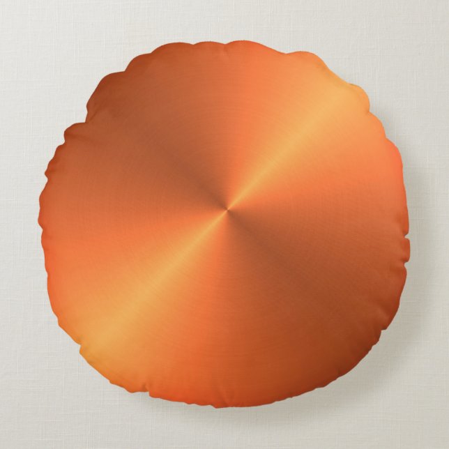Oranje Roest Glans Rond Kussen (Voorkant)