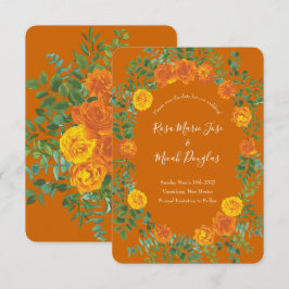 Oranje & Roest Kleur Herfst Pioenroos Trouwdatum O Kaart