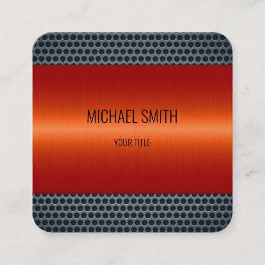 Oranje Roestvrij staal Metaalkijk Vierkante Visitekaartje (Voorkant)