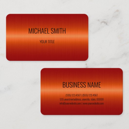 Oranje Roestvrij staal Metaalkijk Visitekaartje (Voorkant / Achterkant)