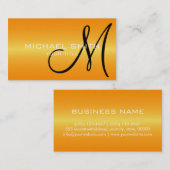 Oranje roestvrij staal Monogram metaal Visitekaartje (Voorkant / Achterkant)