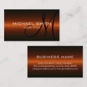 Oranje roestvrij staal Monogram metaal Visitekaartje (Voorkant / Achterkant)