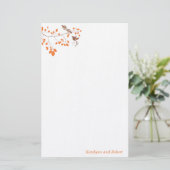 Oranje Romance bruiloft Briefpapier (Staand voorkant)