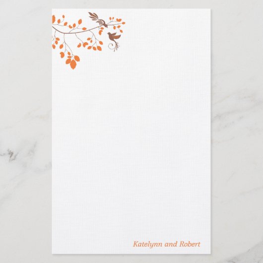 Oranje Romance bruiloft Briefpapier (Voorkant)