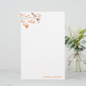 Oranje Romance bruiloft Briefpapier (Staand voorkant)