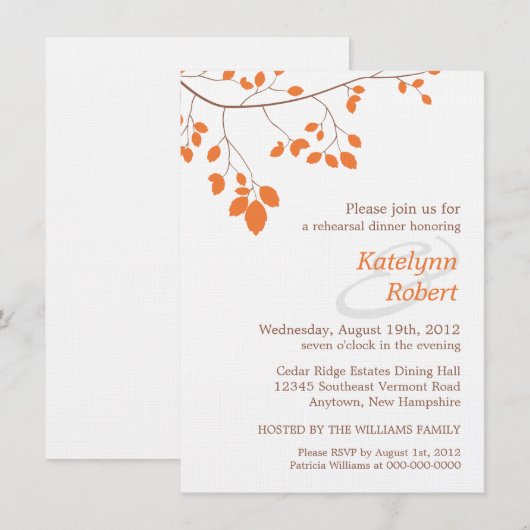 Oranje Romance repetitie binnenste uitnodiging (Voorkant / Achterkant)