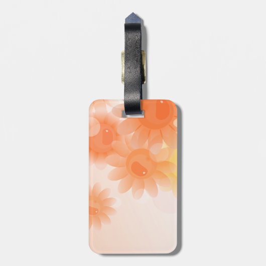 Oranje romantische  bloemen bagagelabel (Achterkant verticaal)