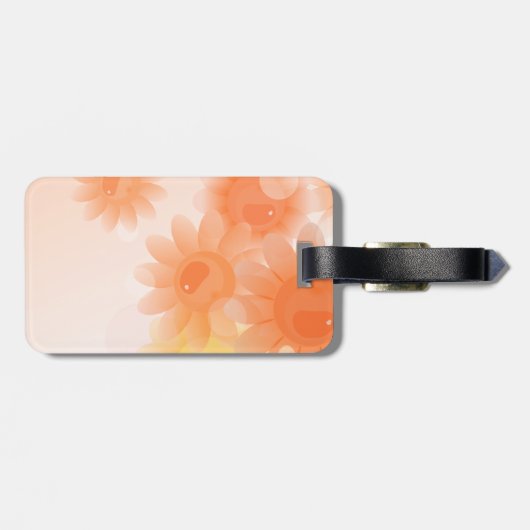 Oranje romantische  bloemen bagagelabel (Achterkant horizontaal)