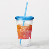 Oranje rood 50 verjaardagsverjaardag Naam toevoege Acryl Drinkbeker (Achterkant)